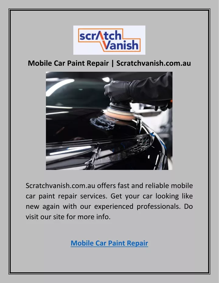 mobile car paint repair scratchvanish com au