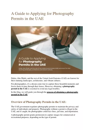 Applying for Photography Permits in the UAE