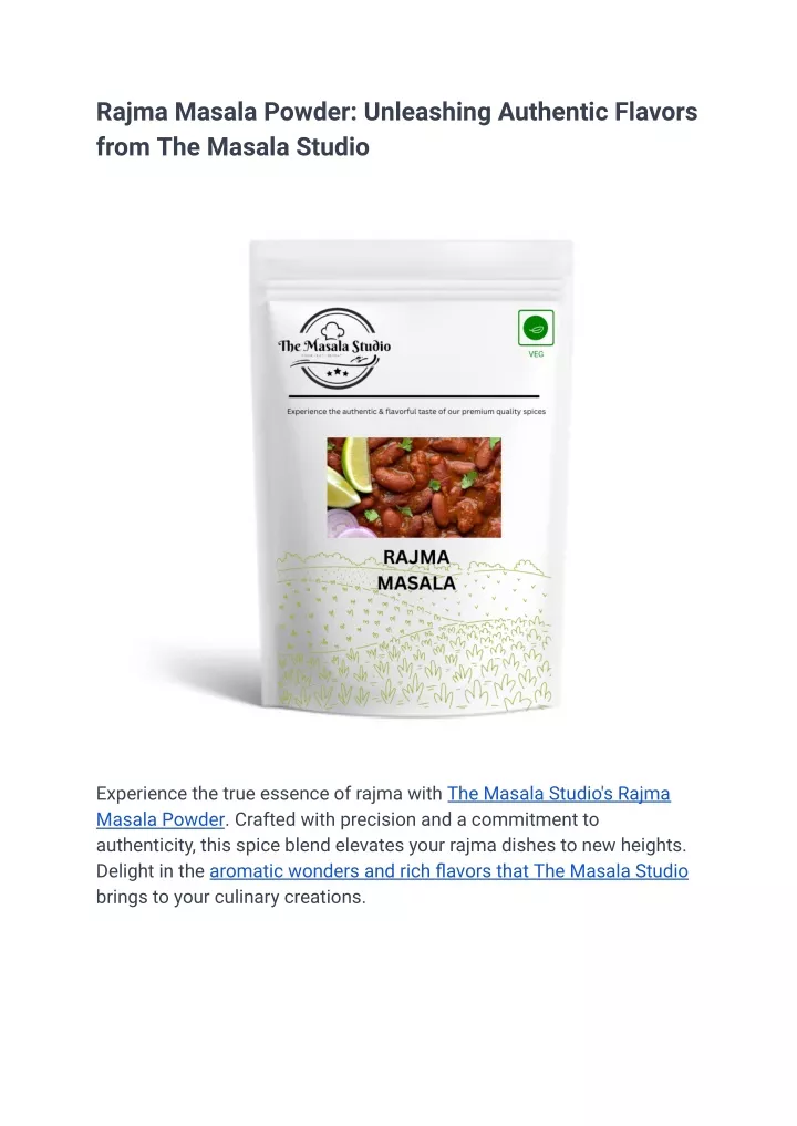 rajma masala powder unleashing authentic flavors