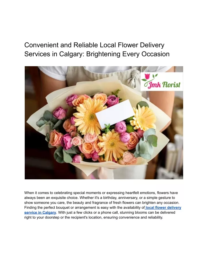 convenient and reliable local flower delivery