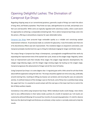 Careprost Eye Drops 3ml Online | OnlineGenericMedicine