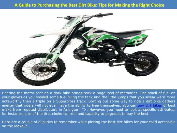 a guide to purchasing the best dirt bike tips