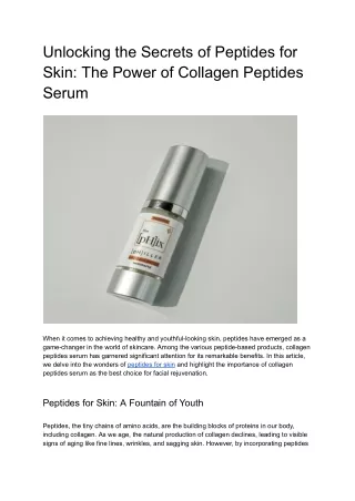 Incorporating Peptide Serums into Your Daily Skincare Routine