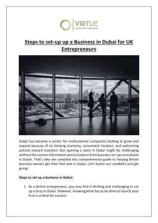 Steps to set-up up a Business in Dubai for UK Entrepreneurs