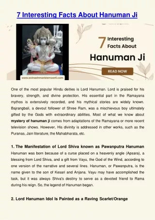 7 interesting facts about hanuman ji