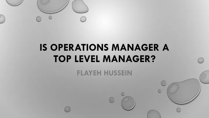 is operations manager a top level manager