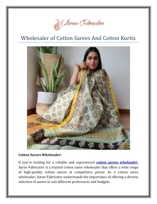 Wholesaler of Cotton Sarees And Cotton Kurtis