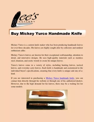 Buy Mickey Yurco Handmade Knife