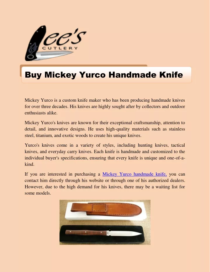 buy mickey yurco handmade knife buy mickey yurco