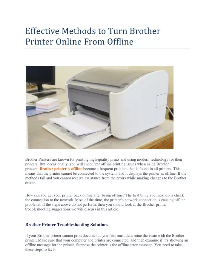 effective methods to turn brother printer online