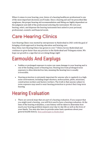 Best Audiologists In Hyderabad | Best Hearing Aids Seller In Hyderabad
