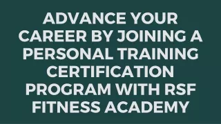 advance your career by joining a personal