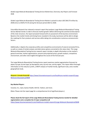 global large molecule bioanalytical testing