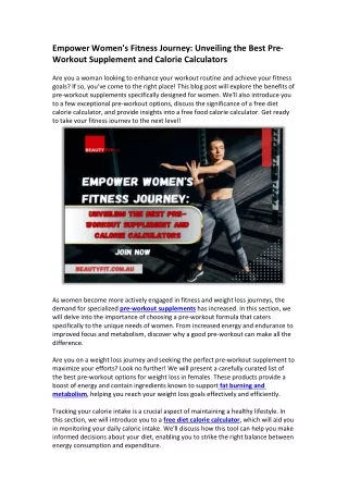 Empower Women's Fitness Journey Unveiling the Best Pre-Workout Supplement and Calorie Calculators