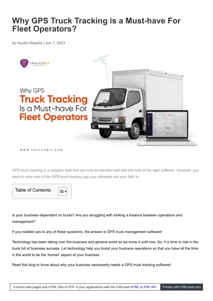 why gps truck tracking is a must have for fleet