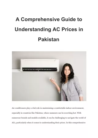 A Comprehensive Guide to Understanding AC Prices in Pakistan·