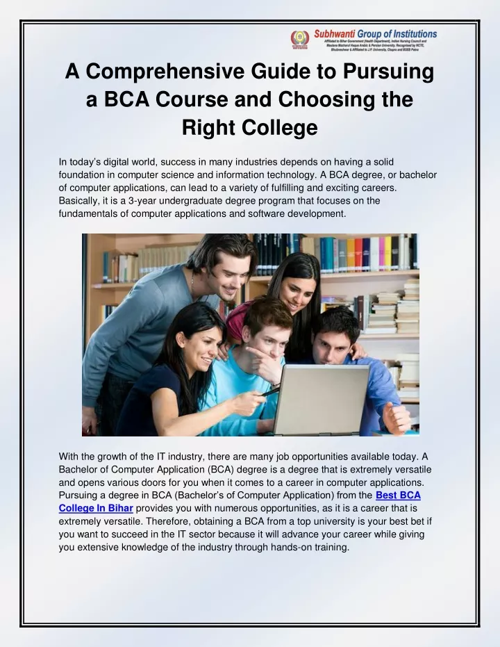 a comprehensive guide to pursuing a bca course