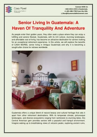 Senior Living In Guatemala A Haven Of Tranquility And Adventure