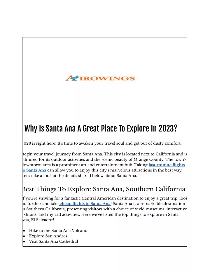 why is santa ana a great place to explore in 2023