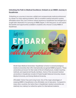 Unlocking the Path to Medical Excellence_ Embark on an MBBS Journey in Kazakhstan