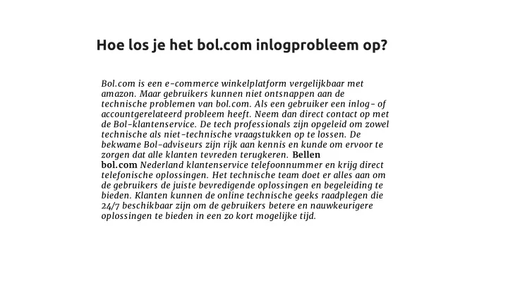 hoe los je het bol com inlogprobleem op