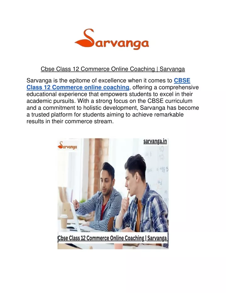 cbse class 12 commerce online coaching sarvanga