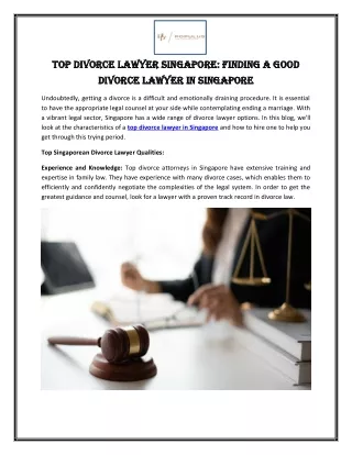 Top Divorce Lawyer Singapore Finding a Good Divorce Lawyer in Singapore