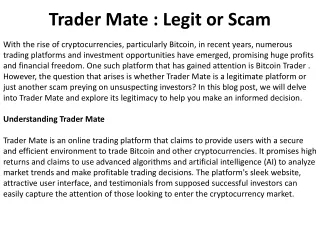 Trader Mate : Legit or Scam