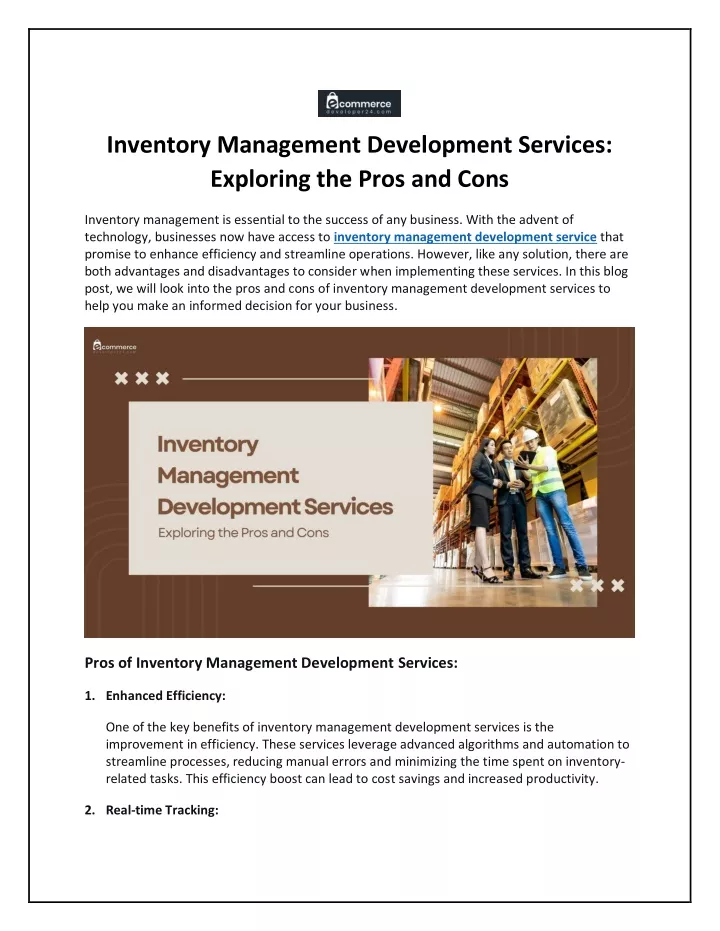 inventory management development services