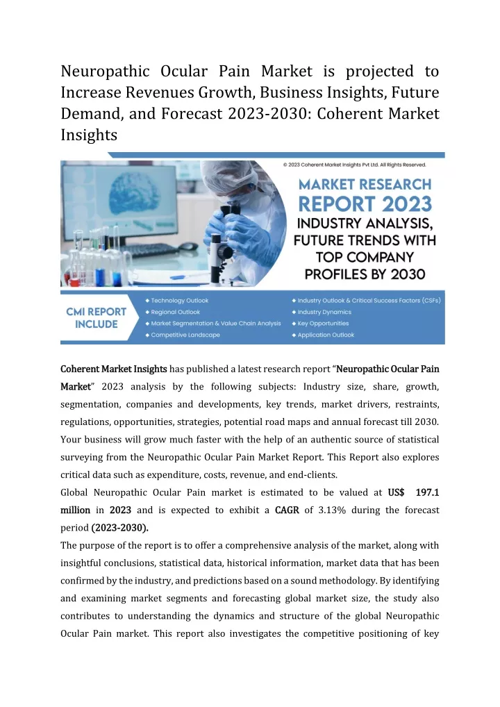 neuropathic ocular pain market is projected