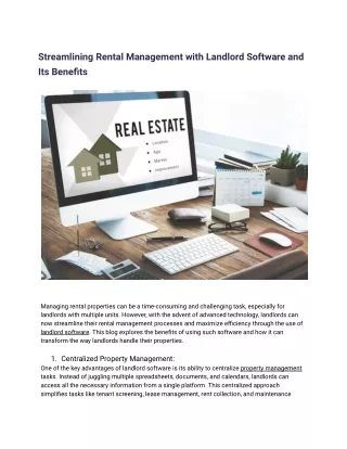Streamlining Rental Management with Landlord Software and Its Benefits