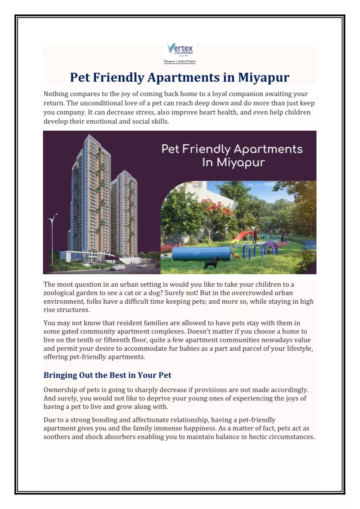 pet friendly apartments in miyapur