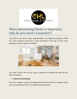 Home renovation services singapor need a Carpenter