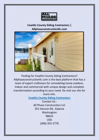 Cowlitz County Siding Contractors | Allphaseconstructionllc.com