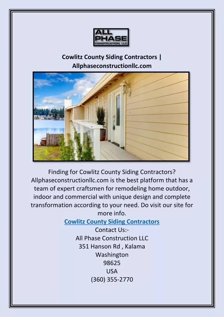 cowlitz county siding contractors