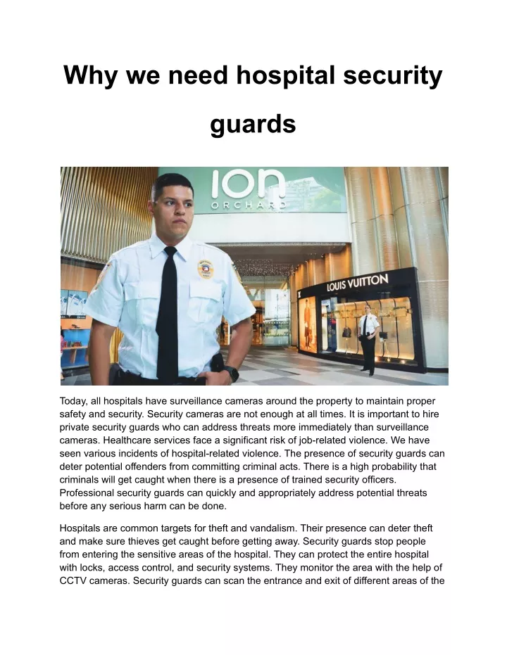 why we need hospital security
