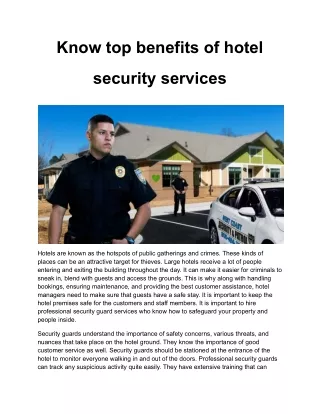 know top benefits of hotel