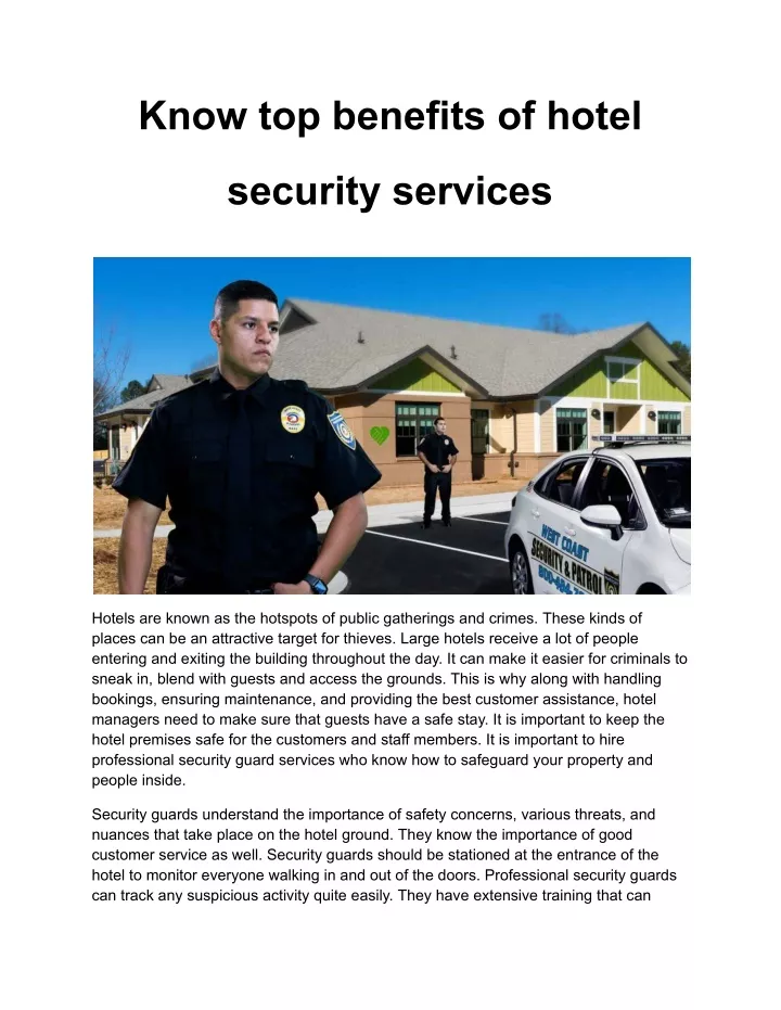 know top benefits of hotel