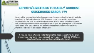 effective methods to easily address quickbooks error 179