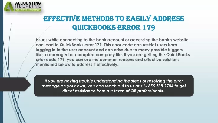 effective methods to easily address quickbooks error 179