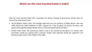 which are the most haunted hotels in india