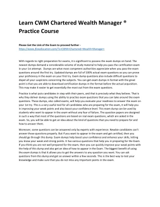 learn cwm chartered wealth manager practice course