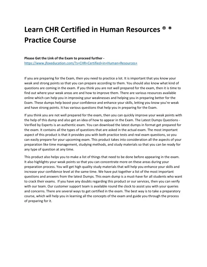 learn chr certified in human resources practice