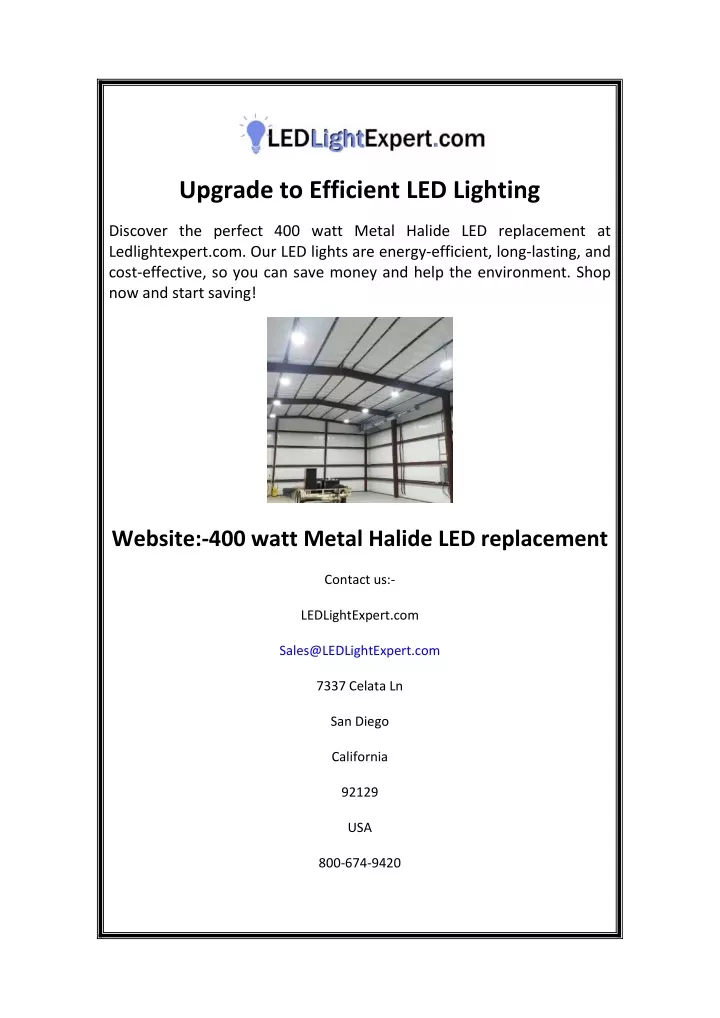 upgrade to efficient led lighting