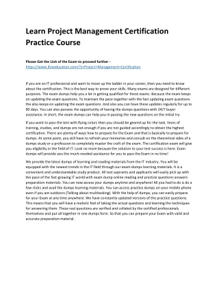 learn project management certification practice