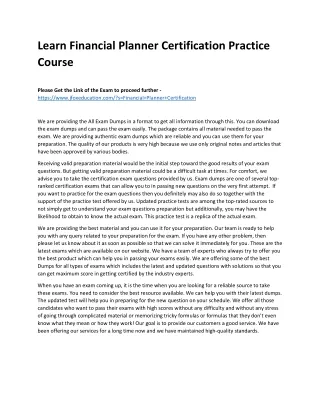 learn financial planner certification practice