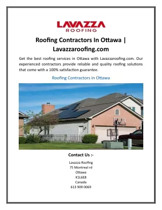 Roofing Contractors In Ottawa  Lavazzaroofing.com