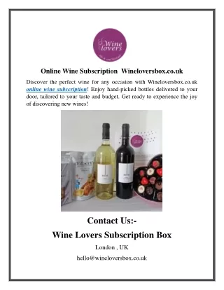 Online Wine Subscription Wineloversbox.co.uk