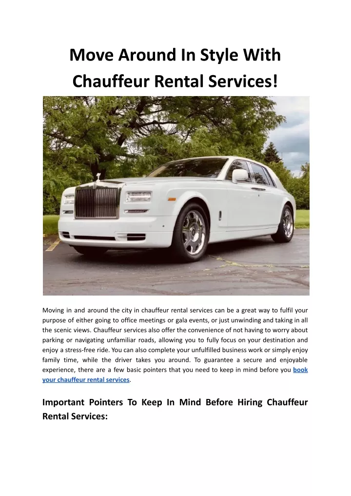move around in style with chauffeur rental