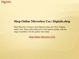 Shop Online Mirrorless Usa  Digitalo.shop